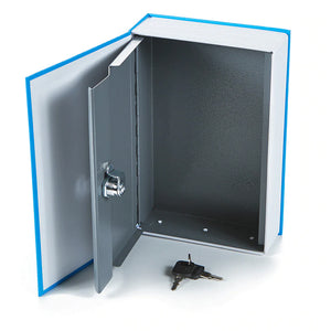 Cookies Stash Book with Internal Metal Safe Blue Open with Keys