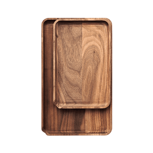 Marley Natural Black Walnut Rolling Tray Set 