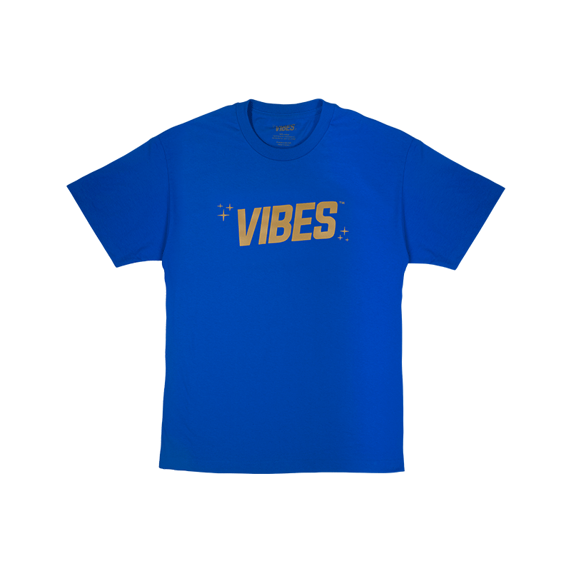 VIBES T-Shirt with Gold Logo Blue