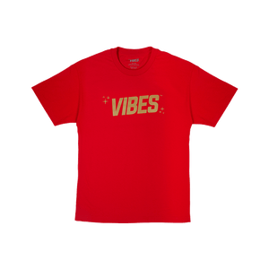 VIBES T-Shirt with Gold Logo Red