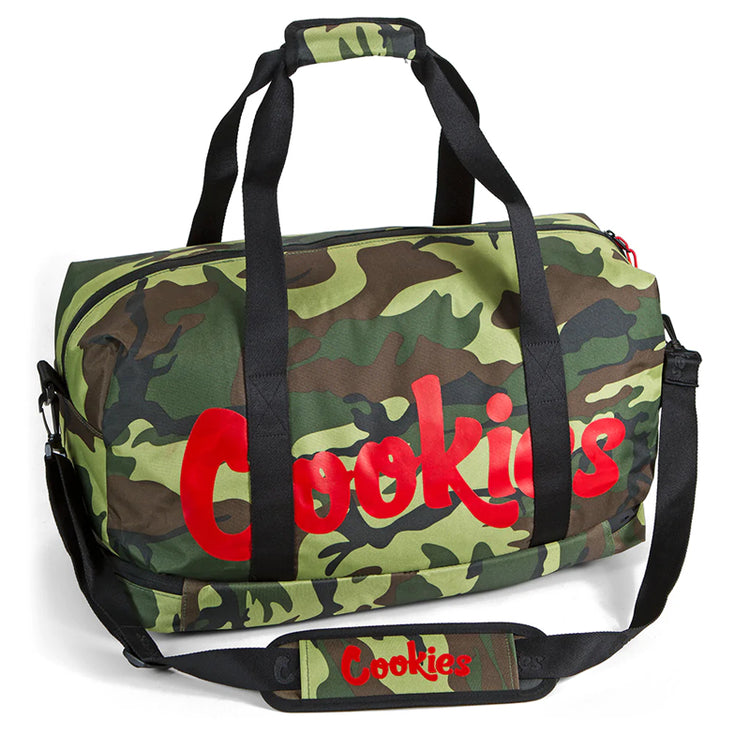 Cookies Explorer Duffle Bag Camo with Red Cookies Logo