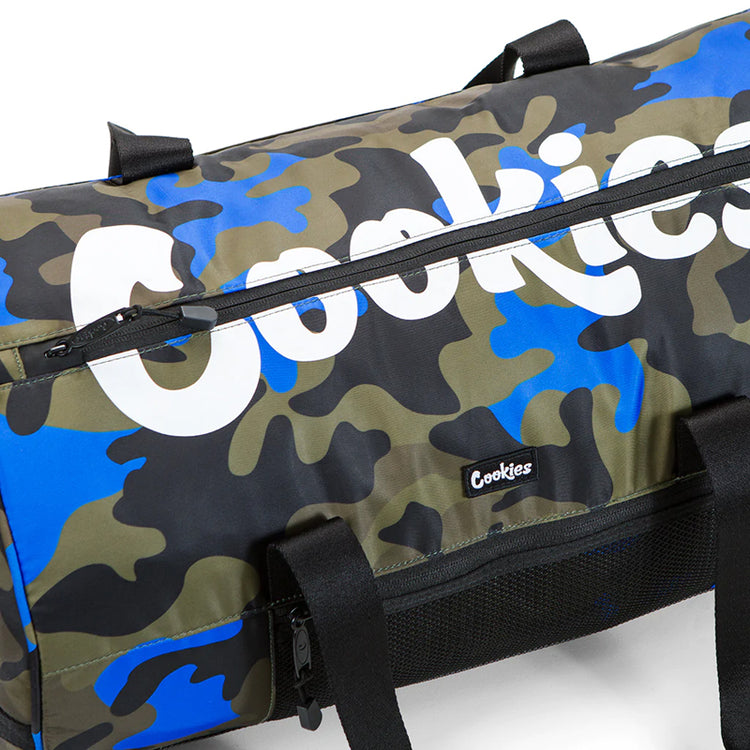 Cookies Summit Ripstop Smell Proof Duffle Bag Blue Camo Zipper