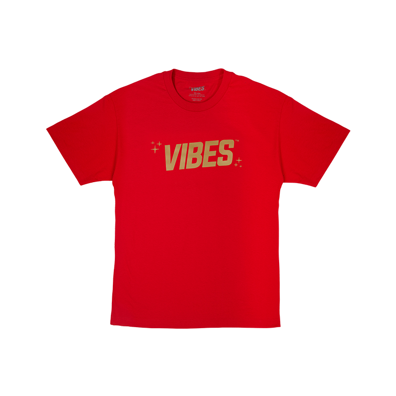 VIBES T-Shirt with Gold Logo Red